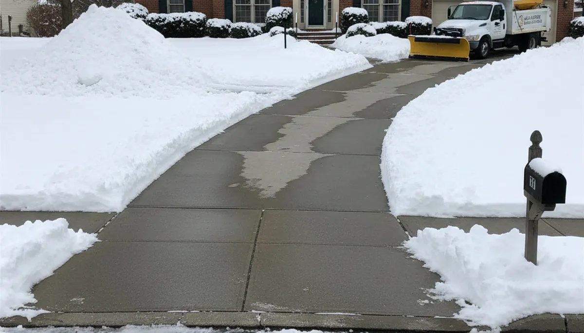 Cleared driveway after professional snow removal by Chop Chop Landscaping in Baltimore, MD