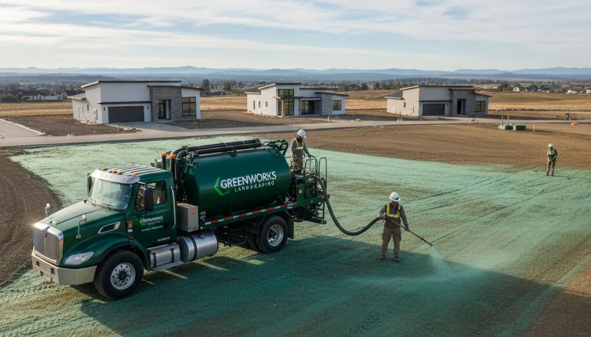 Professional hydroseeding service creating lush green lawns in Baltimore, MD by Chop Chop Landscaping