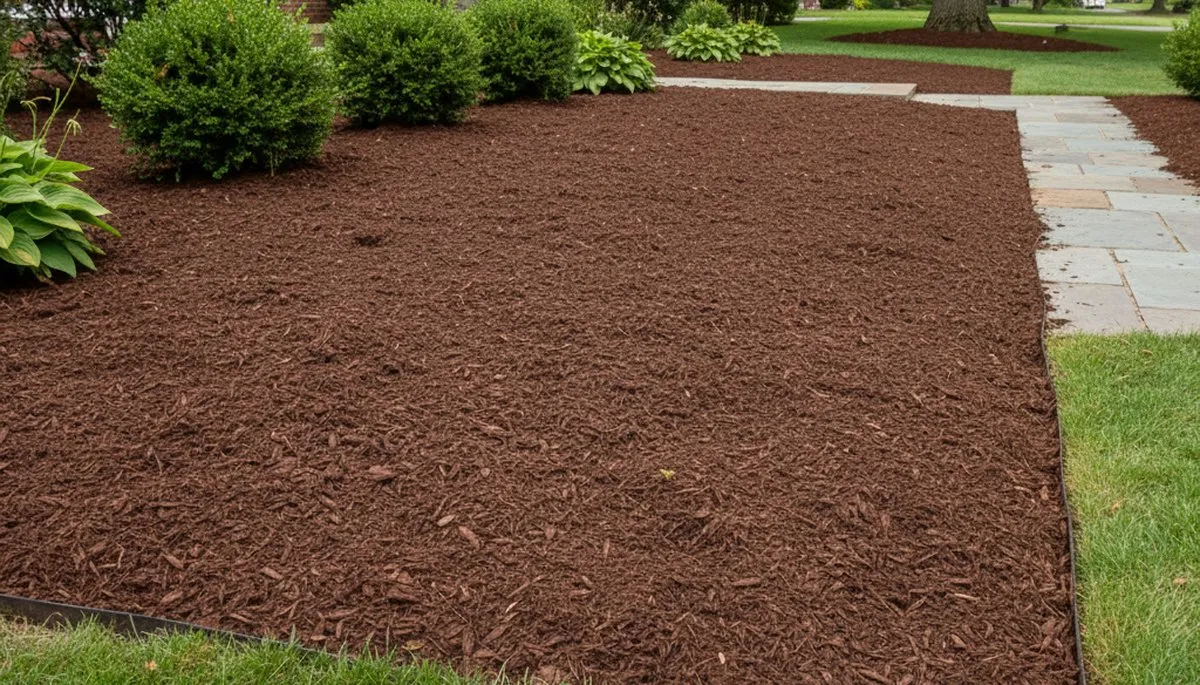 Freshly edged landscape bed with new mulch installation by professional landscapers in Baltimore, MD