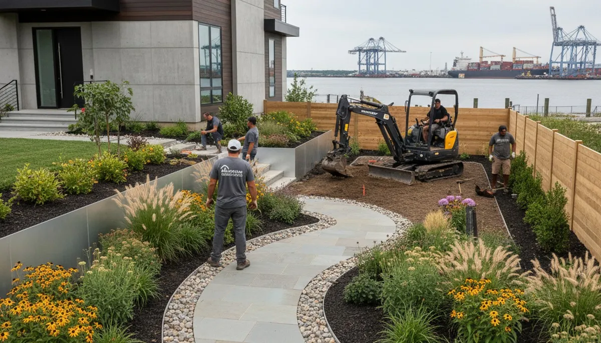 Landscaping team serving Baltimore, MD, providing professional lawn and garden care
