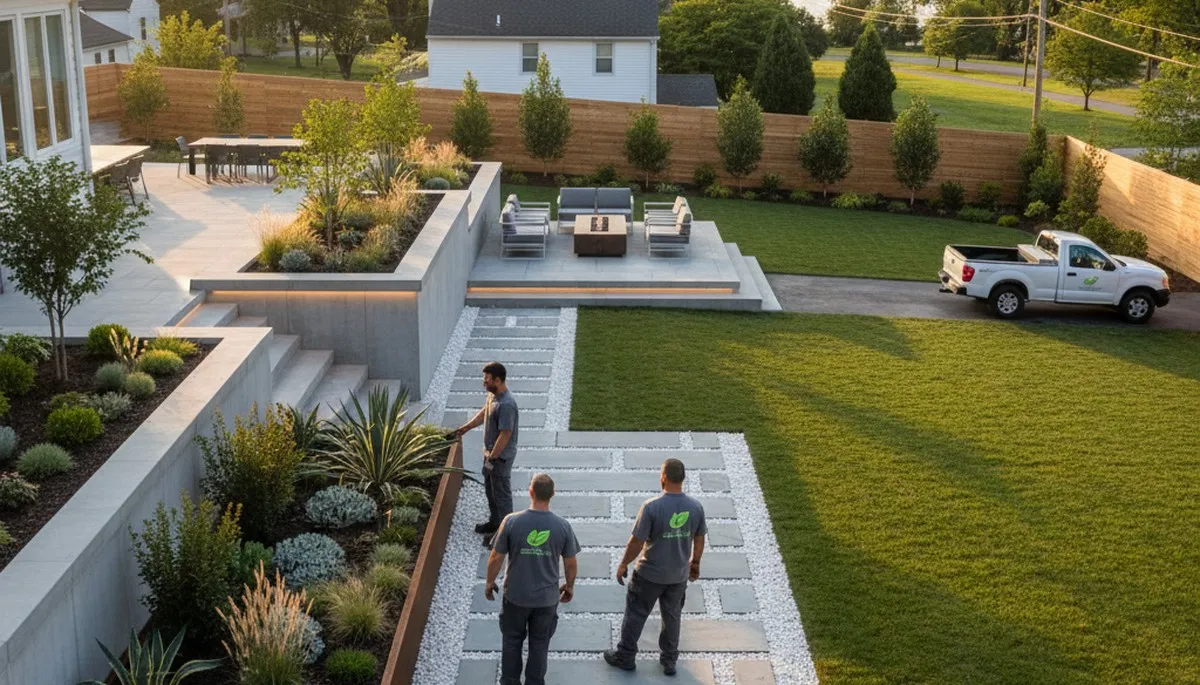Landscaping crew serving Baltimore, MD with professional lawn care and outdoor maintenance