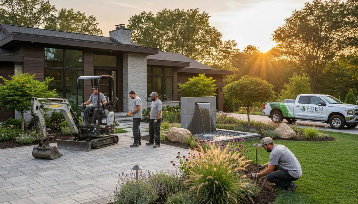 Landscaping crew serving Baltimore, MD with professional lawn care and landscape maintenance