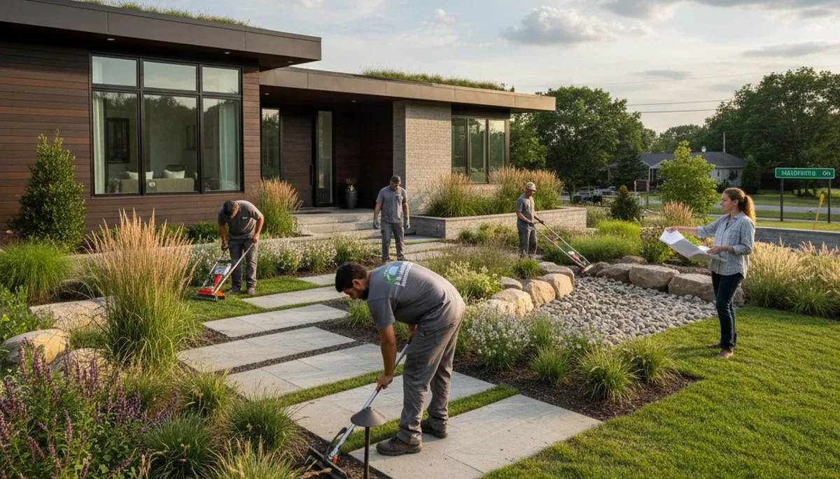 Landscaping team serving Baltimore, MD with professional yard maintenance and landscape design services