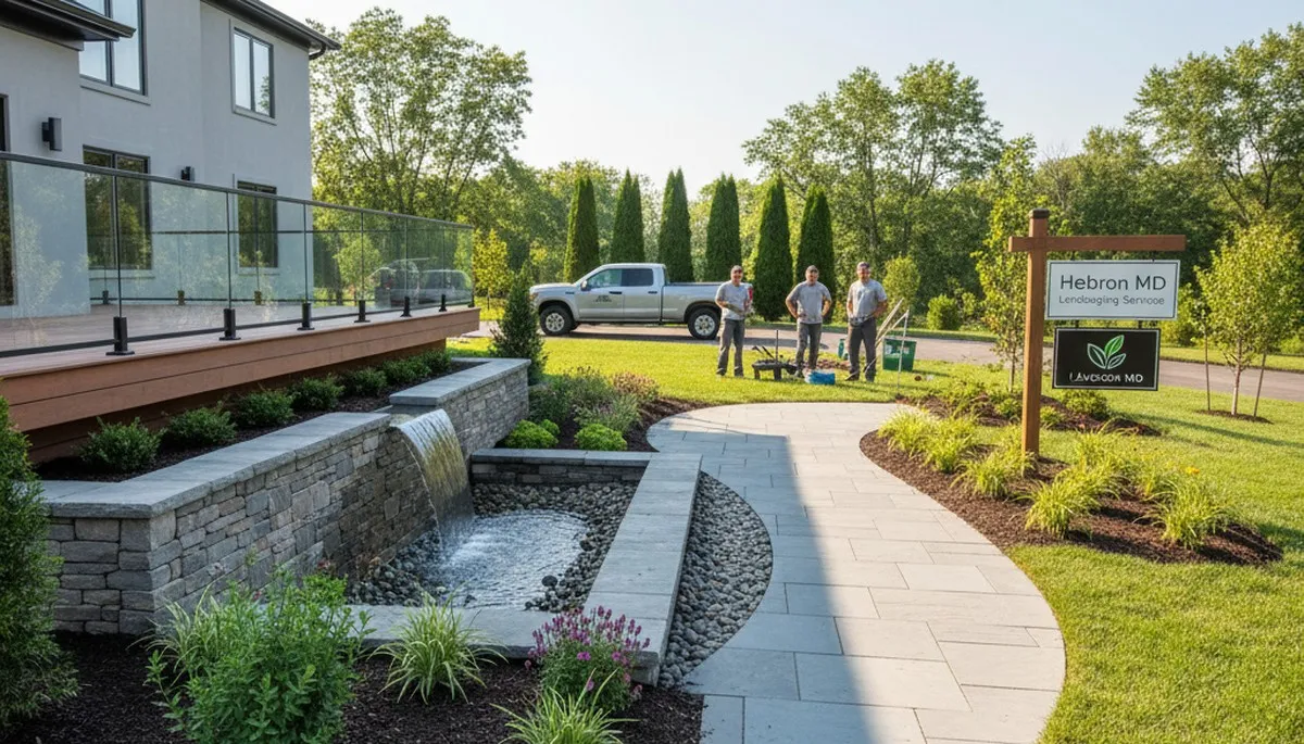 Landscaping crew serving Baltimore, MD, providing professional lawn care and outdoor maintenance