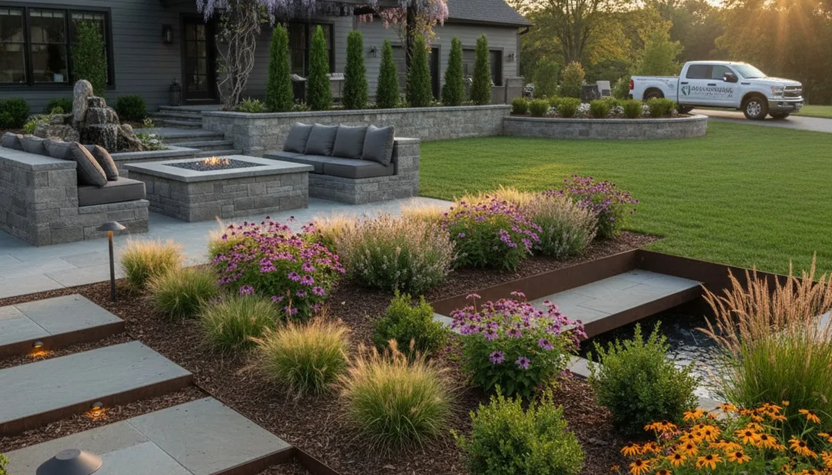 Baltimore, MD landscaping crew providing residential lawn care and landscape maintenance