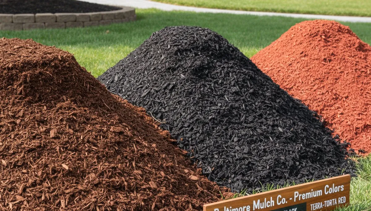 Brown, black, and red mulch variety for Baltimore, MD landscaping by Chop Chop Landscaping